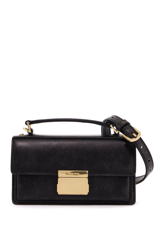 Mini Distressed Leather Venice Bag  - Black