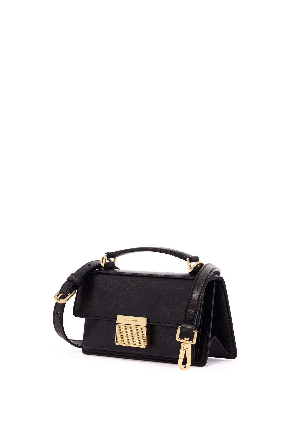 Mini Distressed Leather Venice Bag  - Black