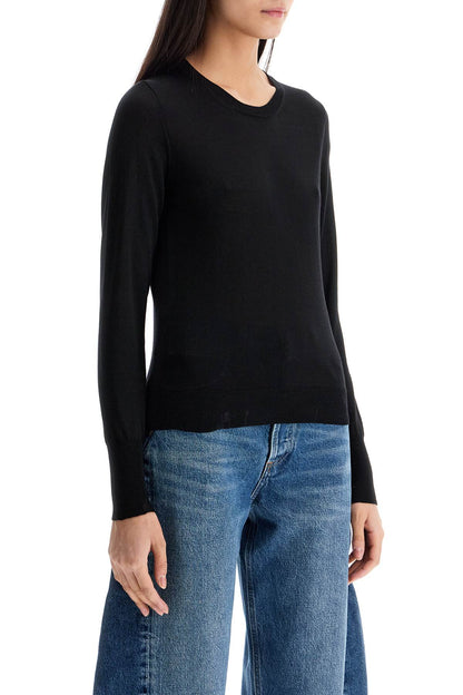 Black Merino Wool Sweater With Golden Applications For Women  - Black