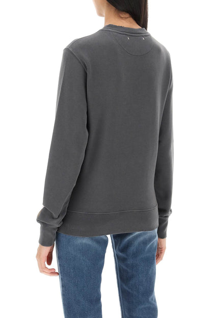 Athena Crew-neck Sweatshirt With Distressed Logo  - Grey