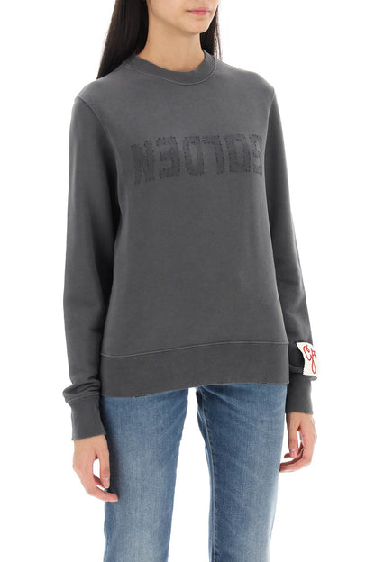 Athena Crew-neck Sweatshirt With Distressed Logo  - Grey