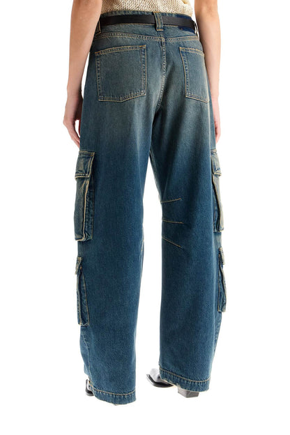 'irina' Wide Leg Cargo Jeans  - Blue