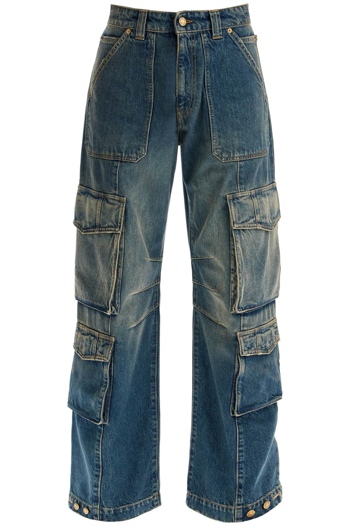 'irina' Wide Leg Cargo Jeans  - Blue