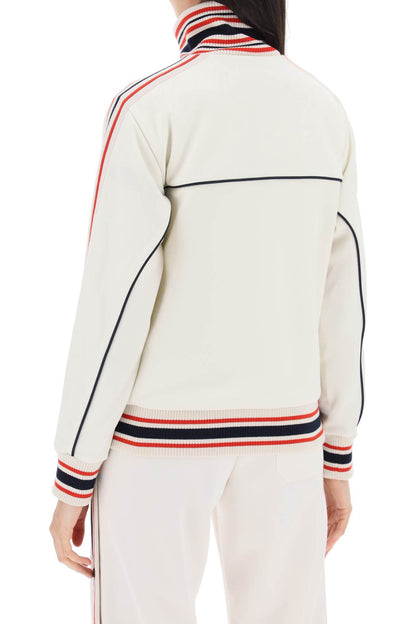 'track Sweatshirt With Contrasting Hem Edges  - White