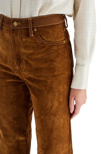 Suede Leather Pants For Men  - Brown