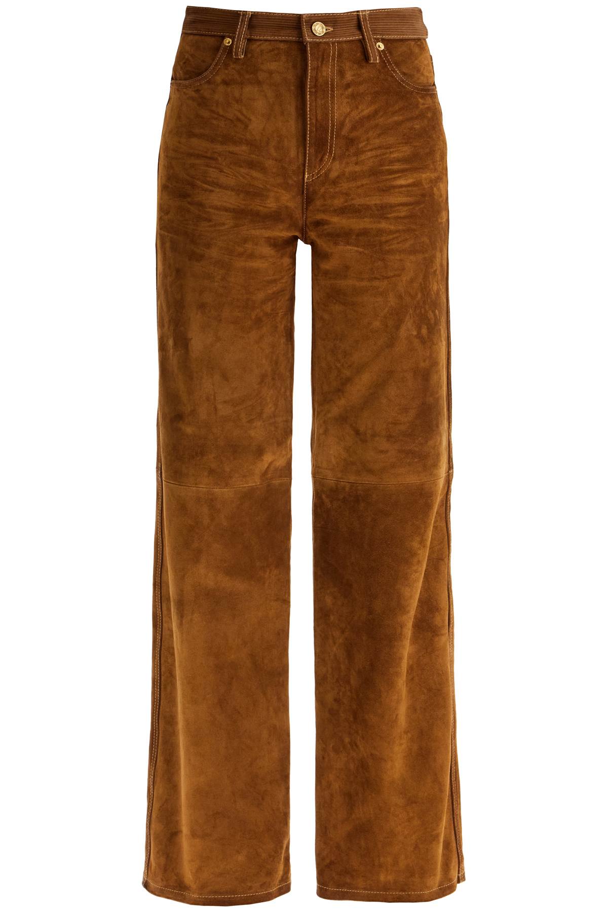 Suede Leather Pants For Men  - Brown