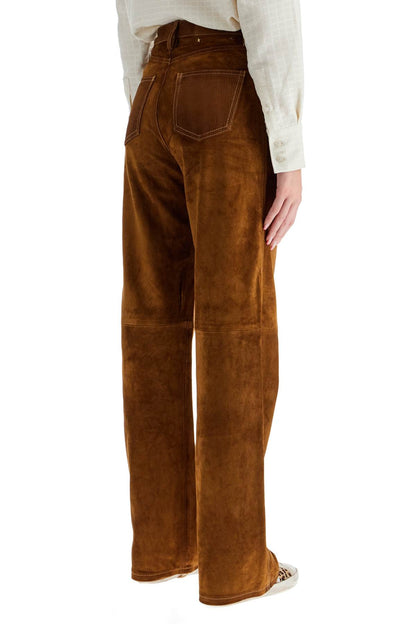 Suede Leather Pants For Men  - Brown