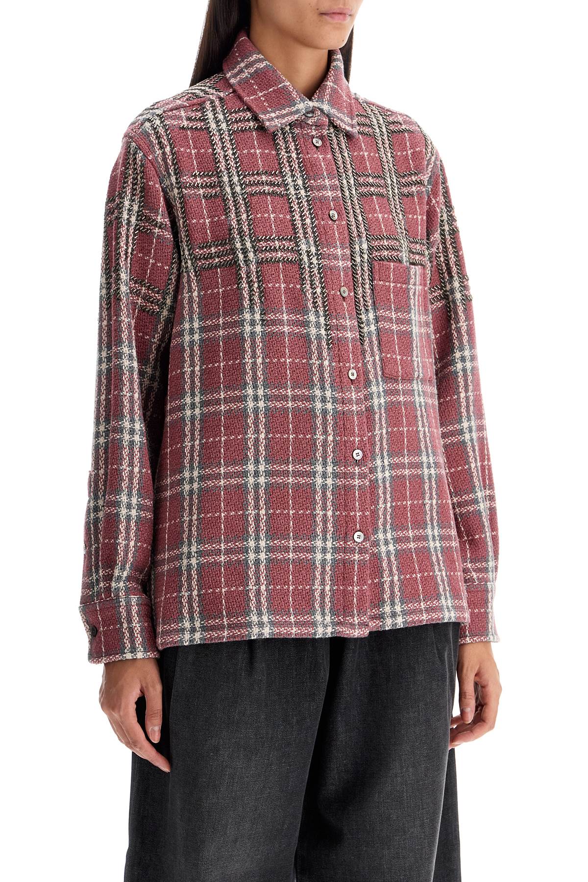 Tweed Overshirt With Applique  - Pink