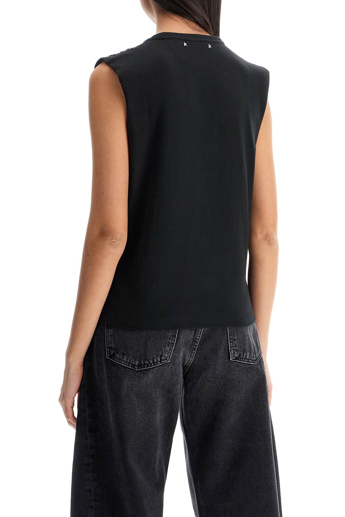 Sleeveless Top With  - Black