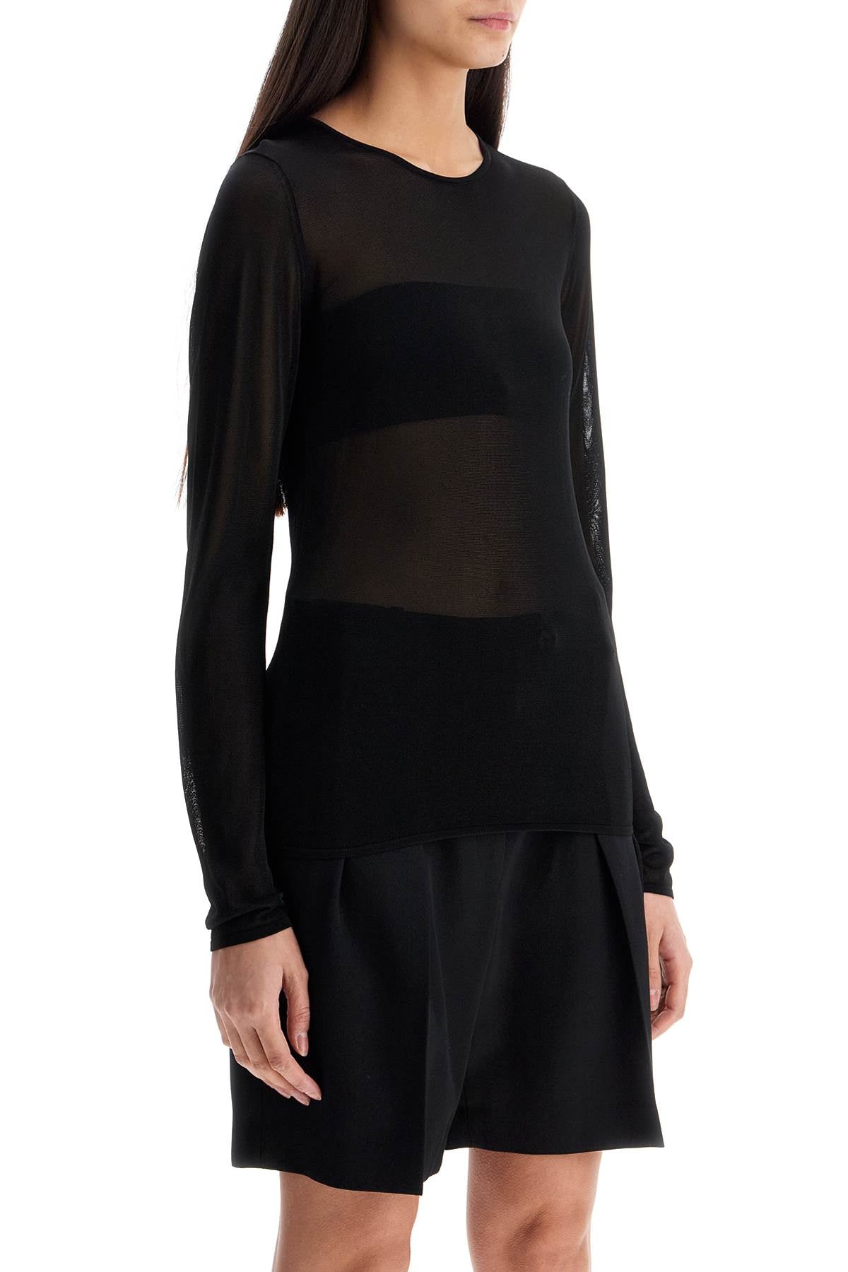 Black Viscose Sweater With Small Metallic Applications  - Black