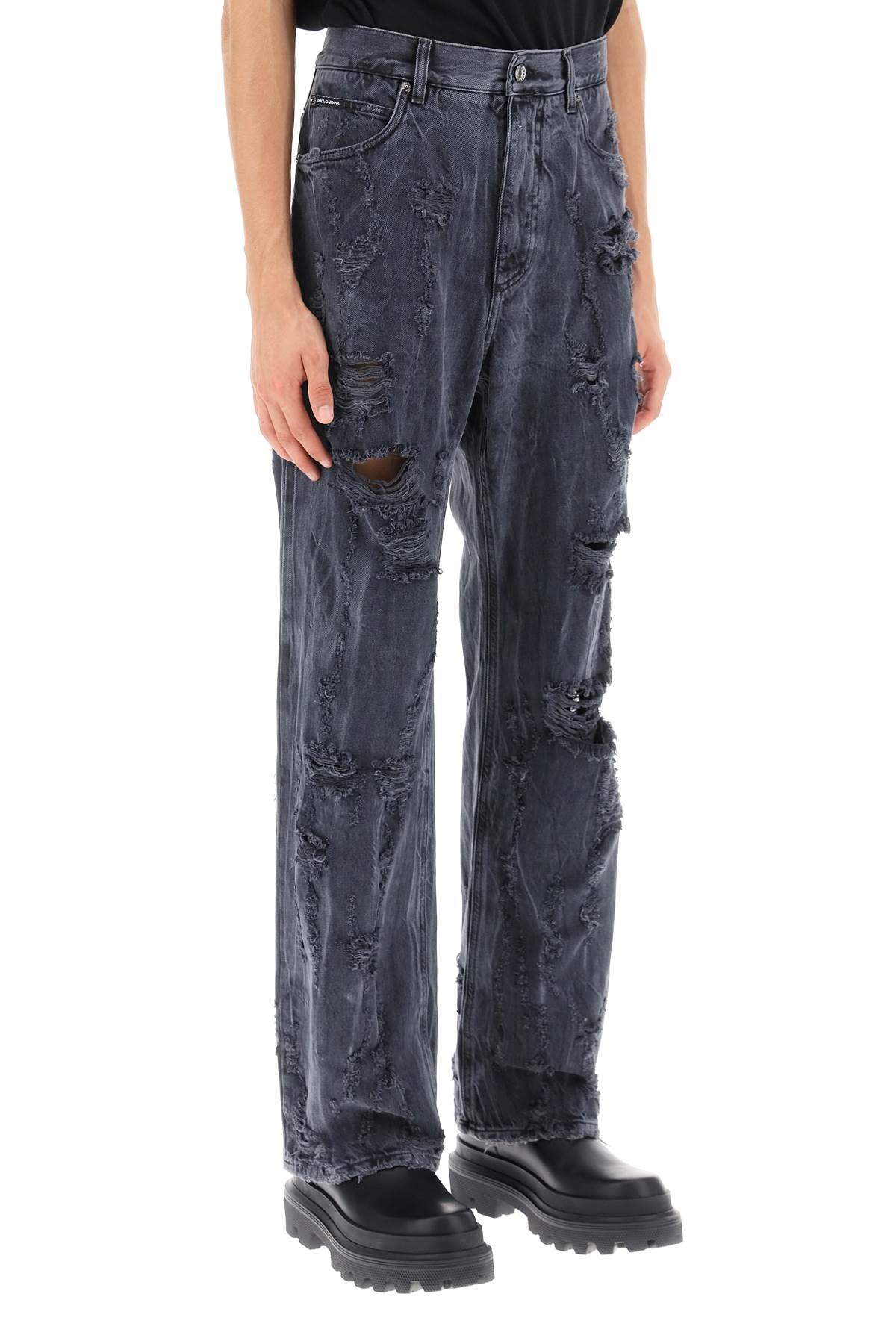 Destroyed-effect Jeans  - Grigio