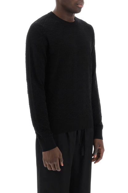 Dg Jacquard Silk Sweater  - Black