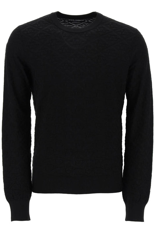 Dg Jacquard Silk Sweater  - Black