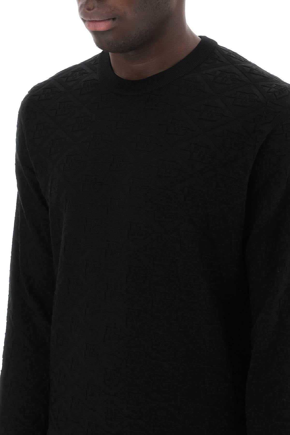 Dg Jacquard Silk Sweater  - Black