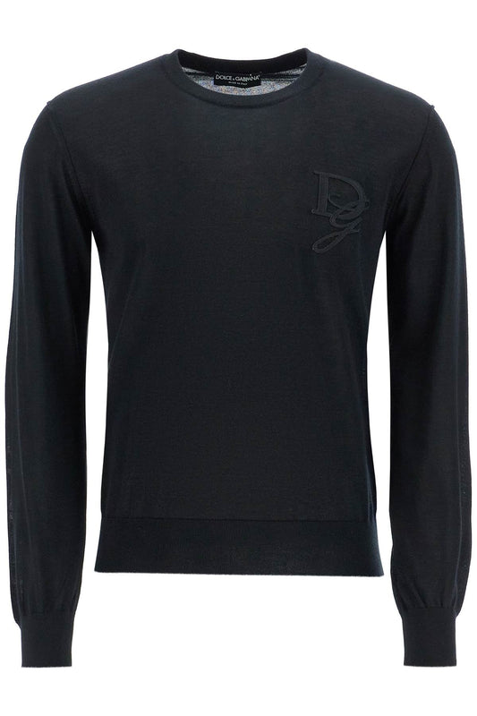 Cashmere Sweater With Dg Embroidery  - Black