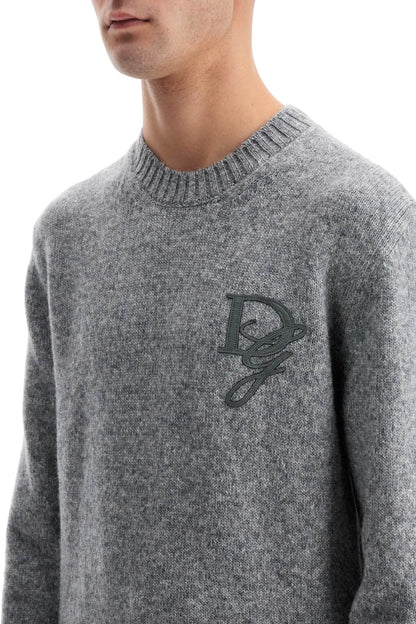 'round Neck Pullover With Dg  - Grey