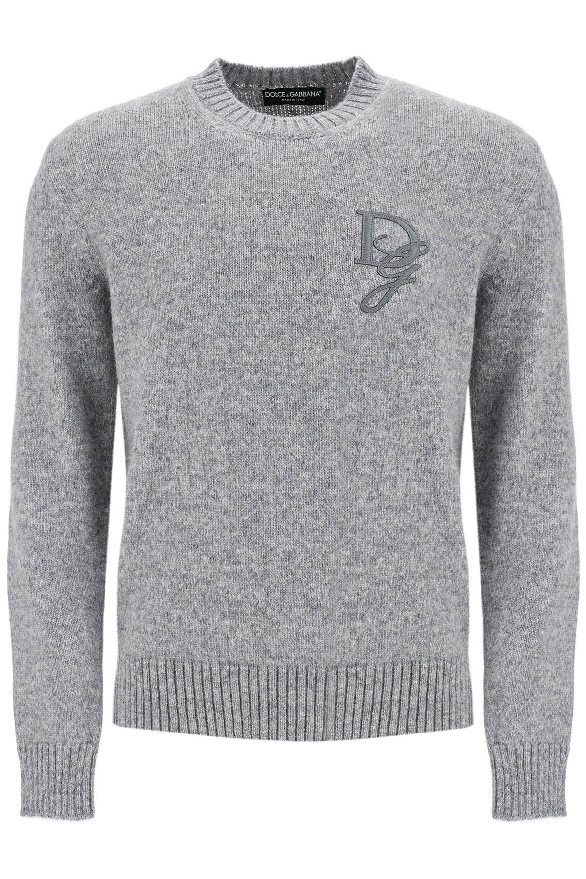 'round Neck Pullover With Dg  - Grey