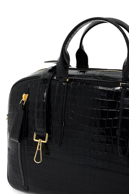 Embossed Crocodile Leather Buckley D  - Black