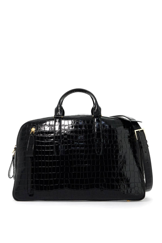 Embossed Crocodile Leather Buckley D  - Black