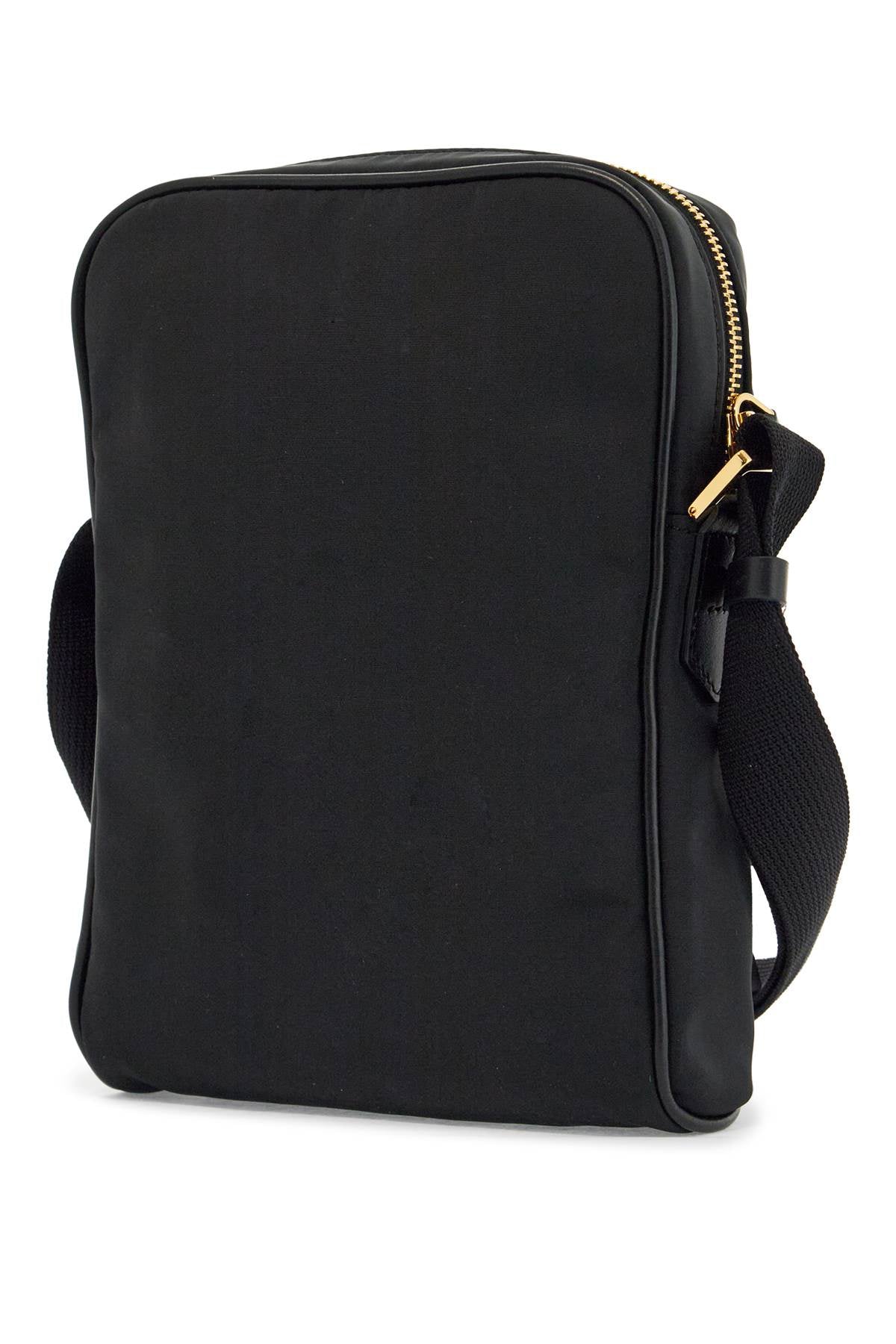 Elegant Black Leather And Polyester Messenger Bag With Adjustable Shoulder Strap  - Black