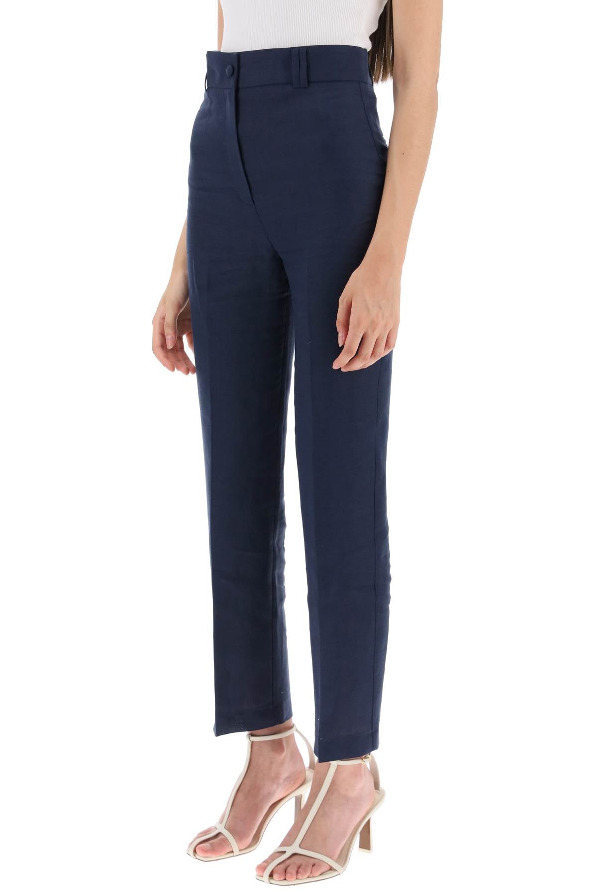 'loulou' Linen Trousers  - Blu