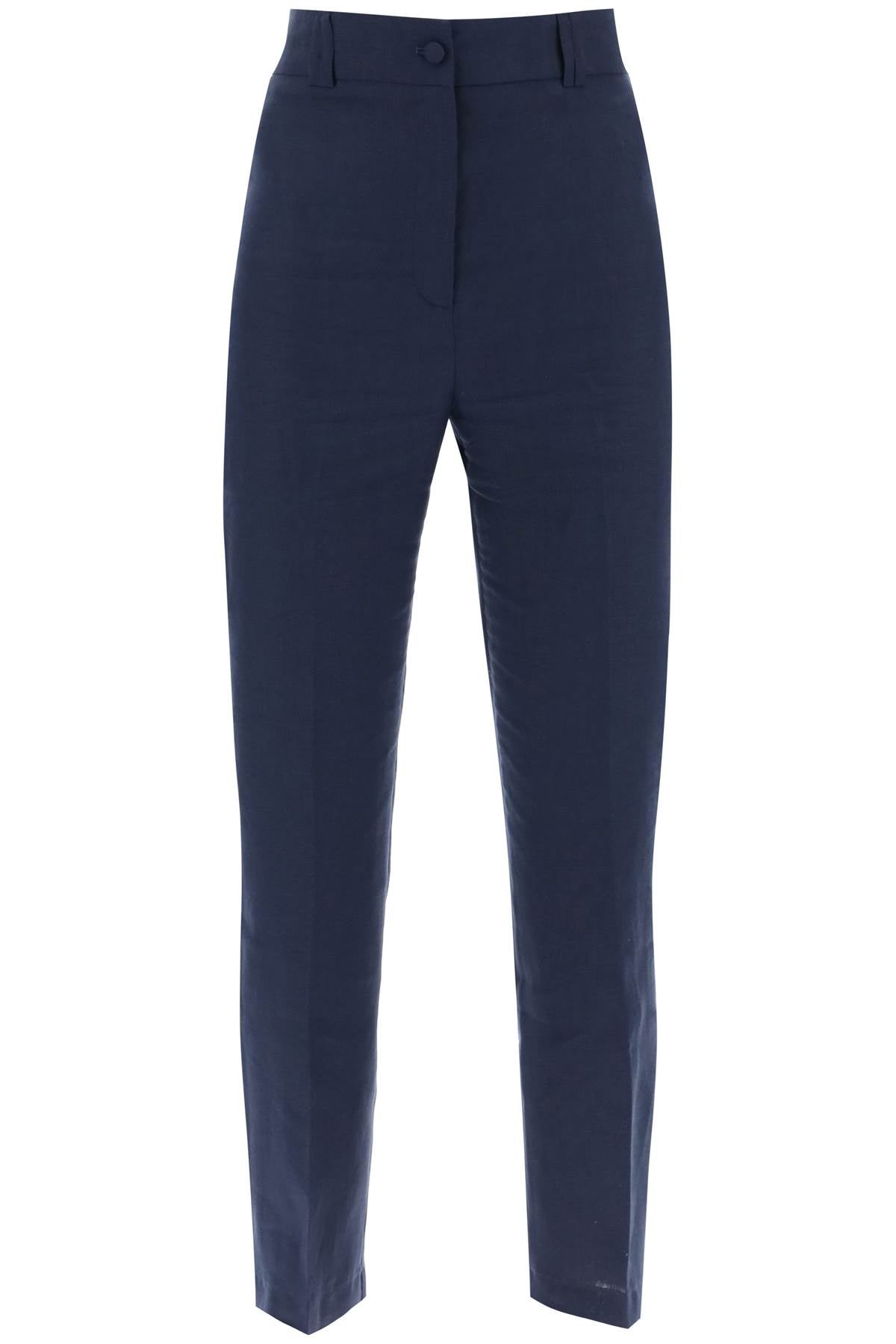 'loulou' Linen Trousers  - Blu