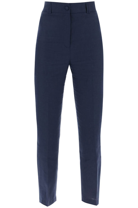 'loulou' Linen Trousers  - Blu