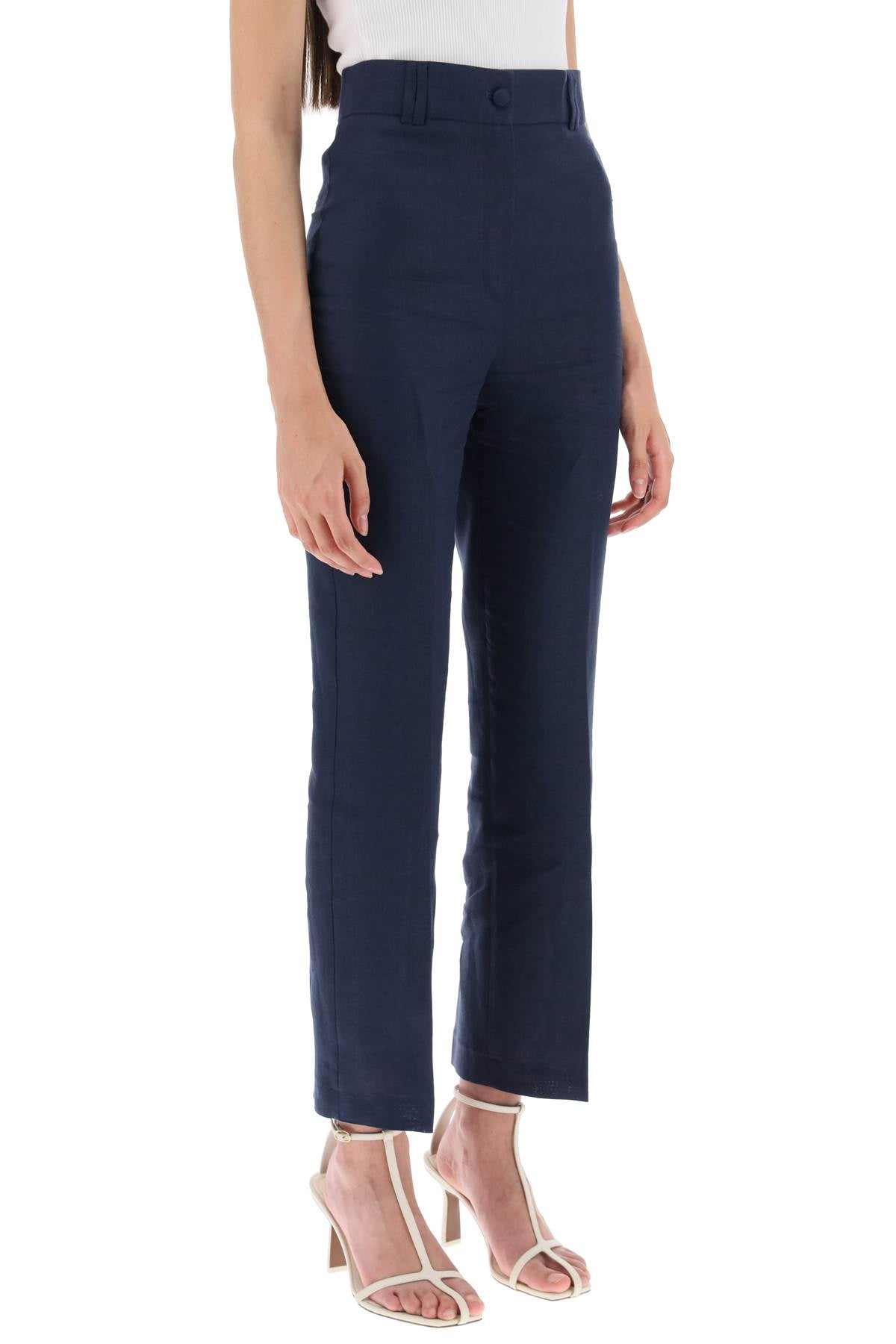 'loulou' Linen Trousers  - Blu