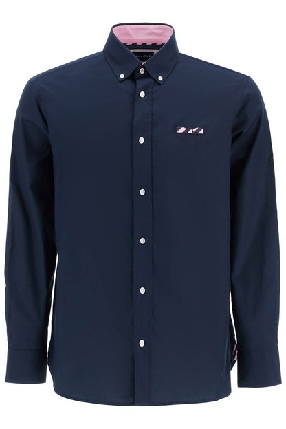 "oxford Shirt With Butterfly Embroidery Detail  - Blue