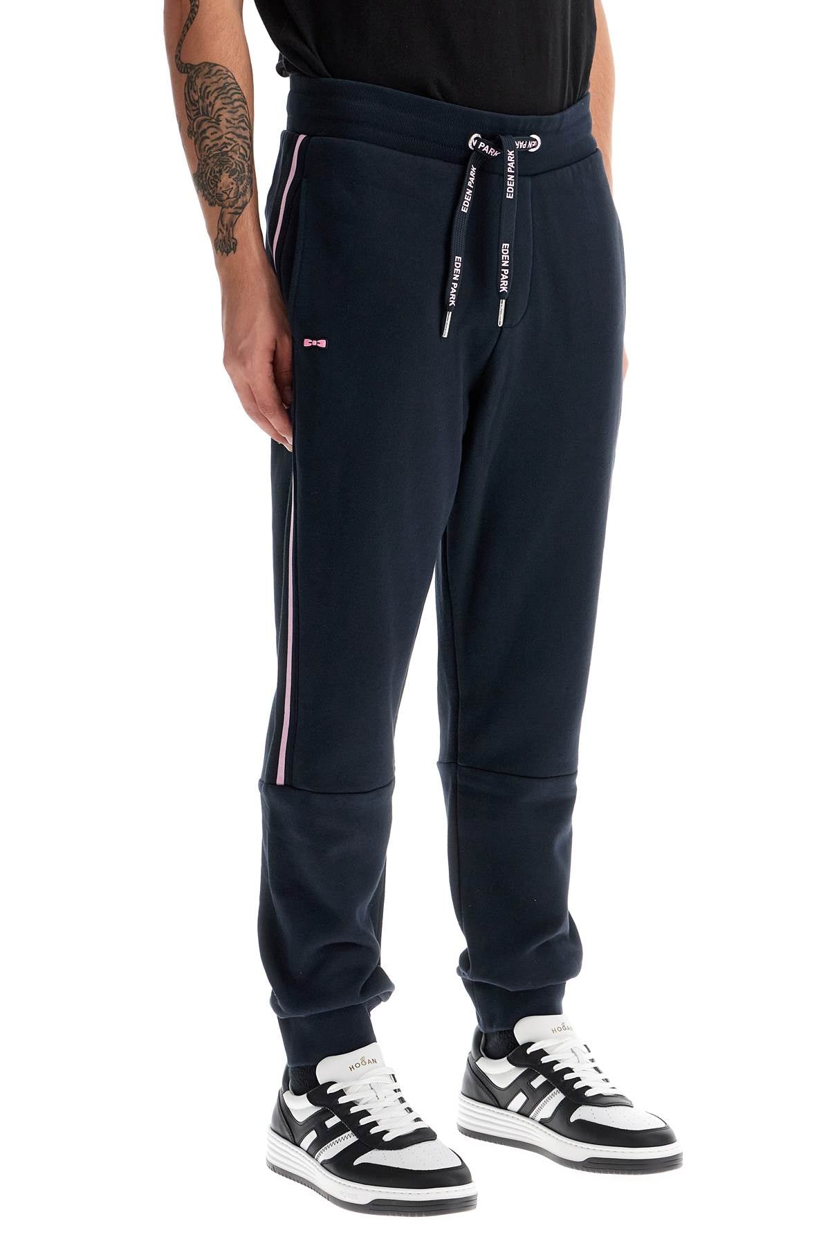 Contrast Band Joggers With Eight  - Blue