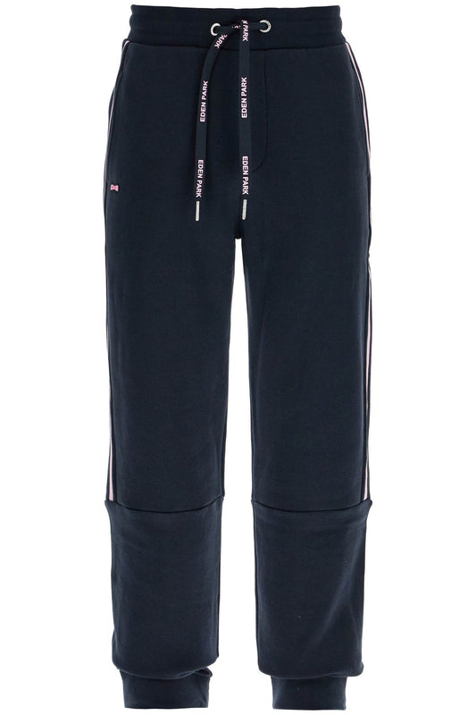 Contrast Band Joggers With Eight  - Blue