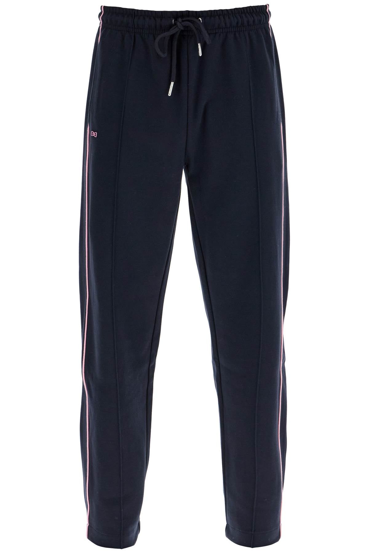 Contrast Piping Joggers With  - Blue