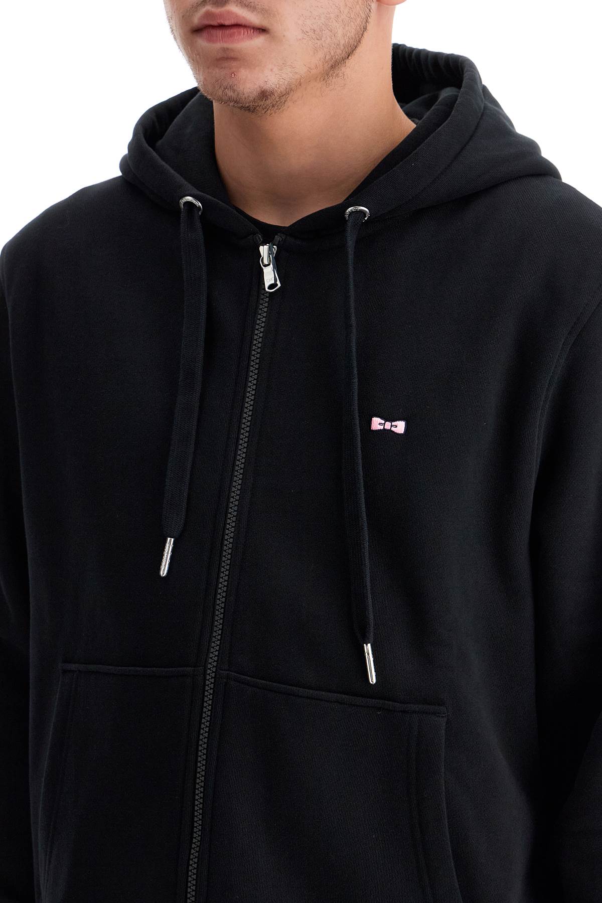 Cotton Hoodie With Hood  - Black