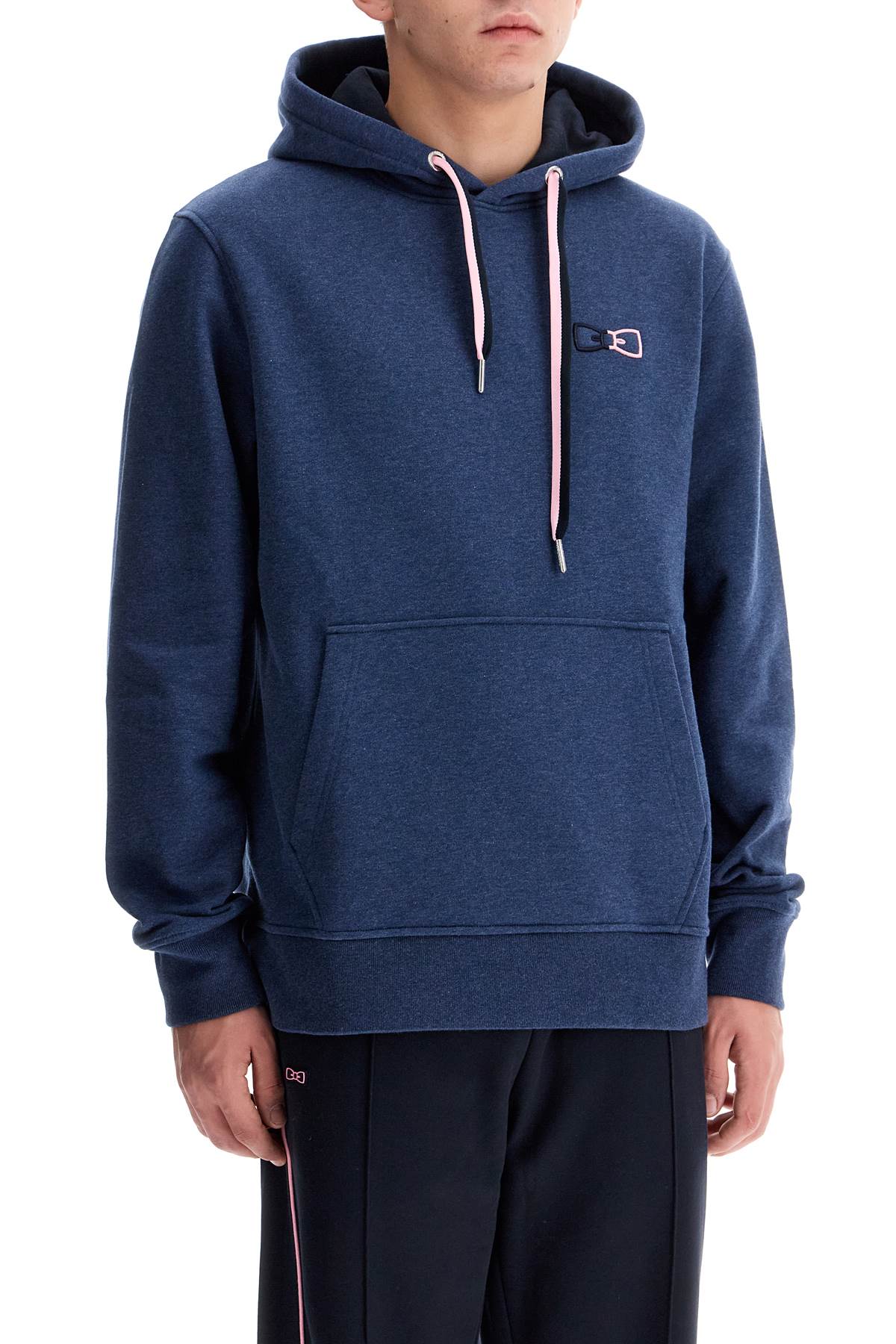 Hooded Sweatshirt With Embroidered Logo  - Blue