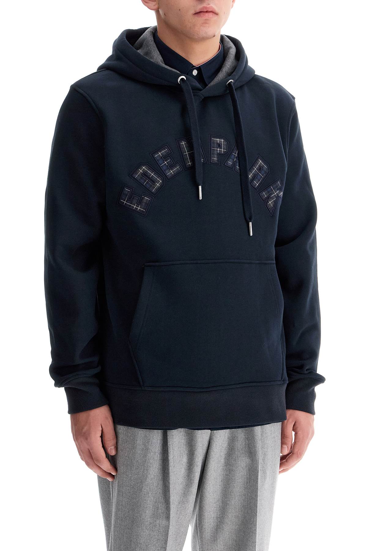 Hooded Sweatshirt With Logo Patch  - Blue