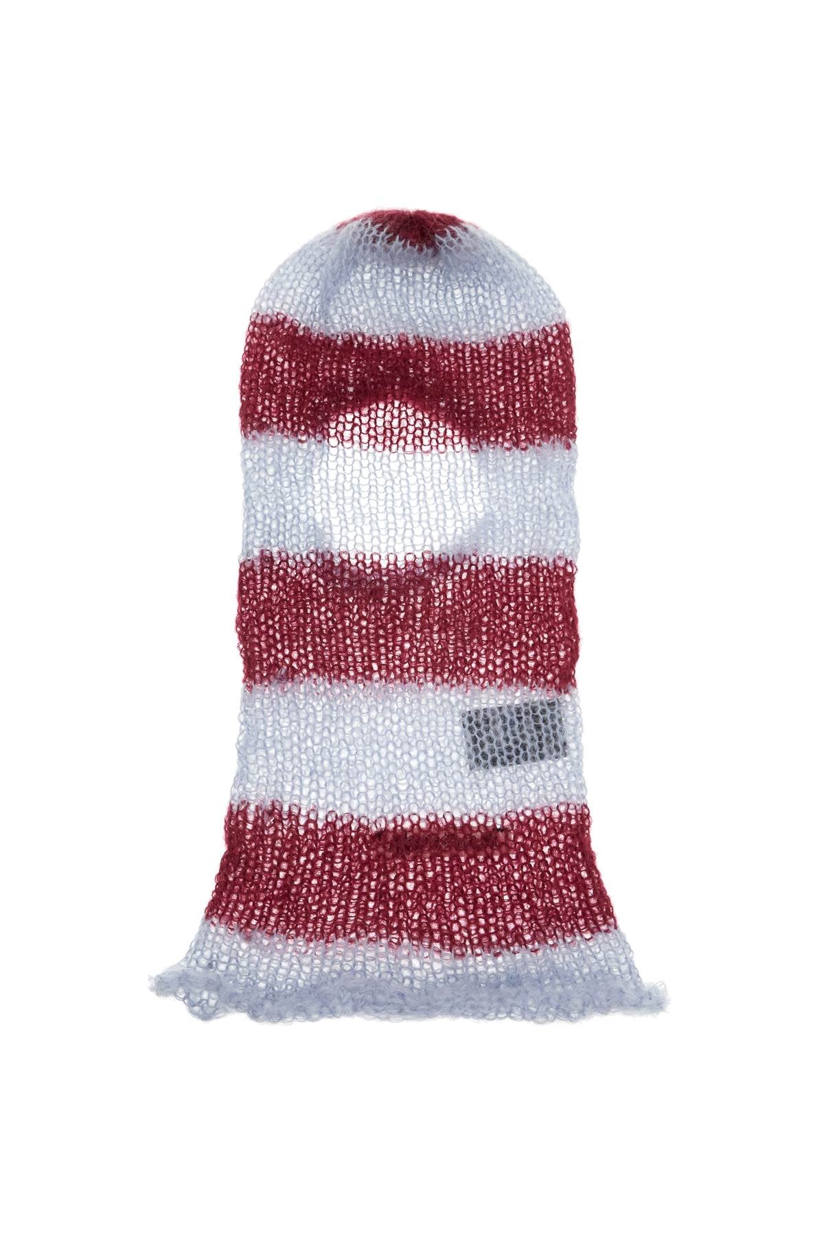 Striped Mohair Balaclava Helmet  - Light Blue