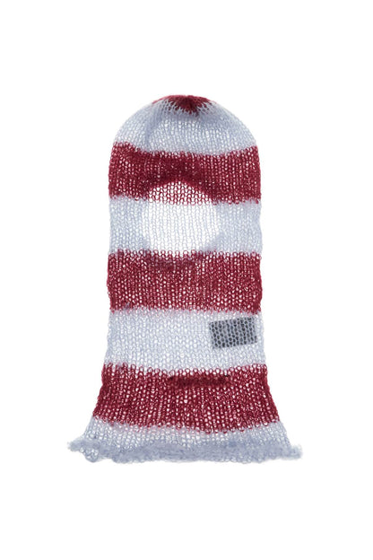 Striped Mohair Balaclava Helmet  - Light Blue