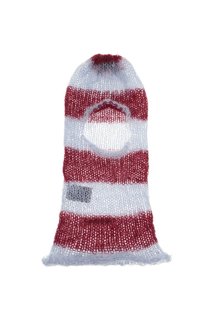 Striped Mohair Balaclava Helmet  - Light Blue