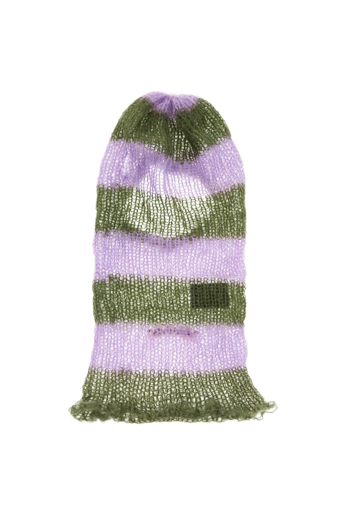 Striped Mohair Balaclava Helmet  - Green