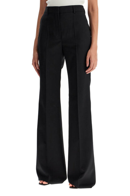 Flared Wool Stretch Pants  - Black