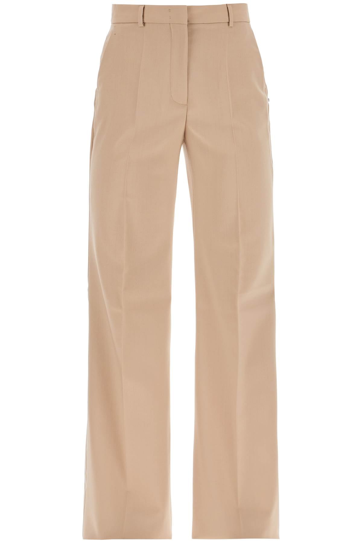 Flared Wool Stretch Pants  - Beige