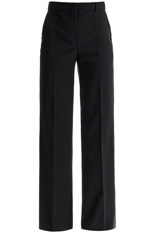 Flared Wool Stretch Pants  - Black