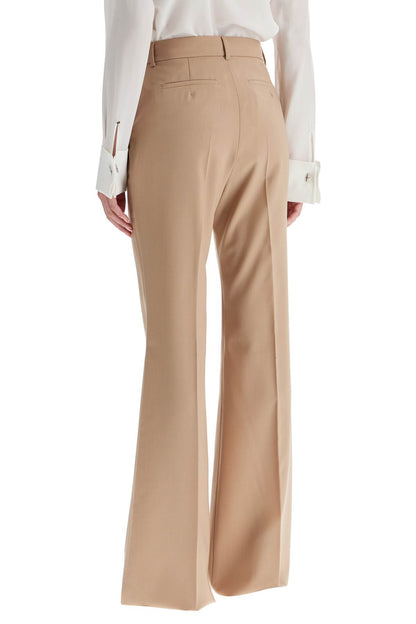 Flared Wool Stretch Pants  - Beige