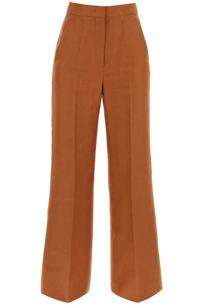 'hangar' Wide Leg Linen Pants  - Brown