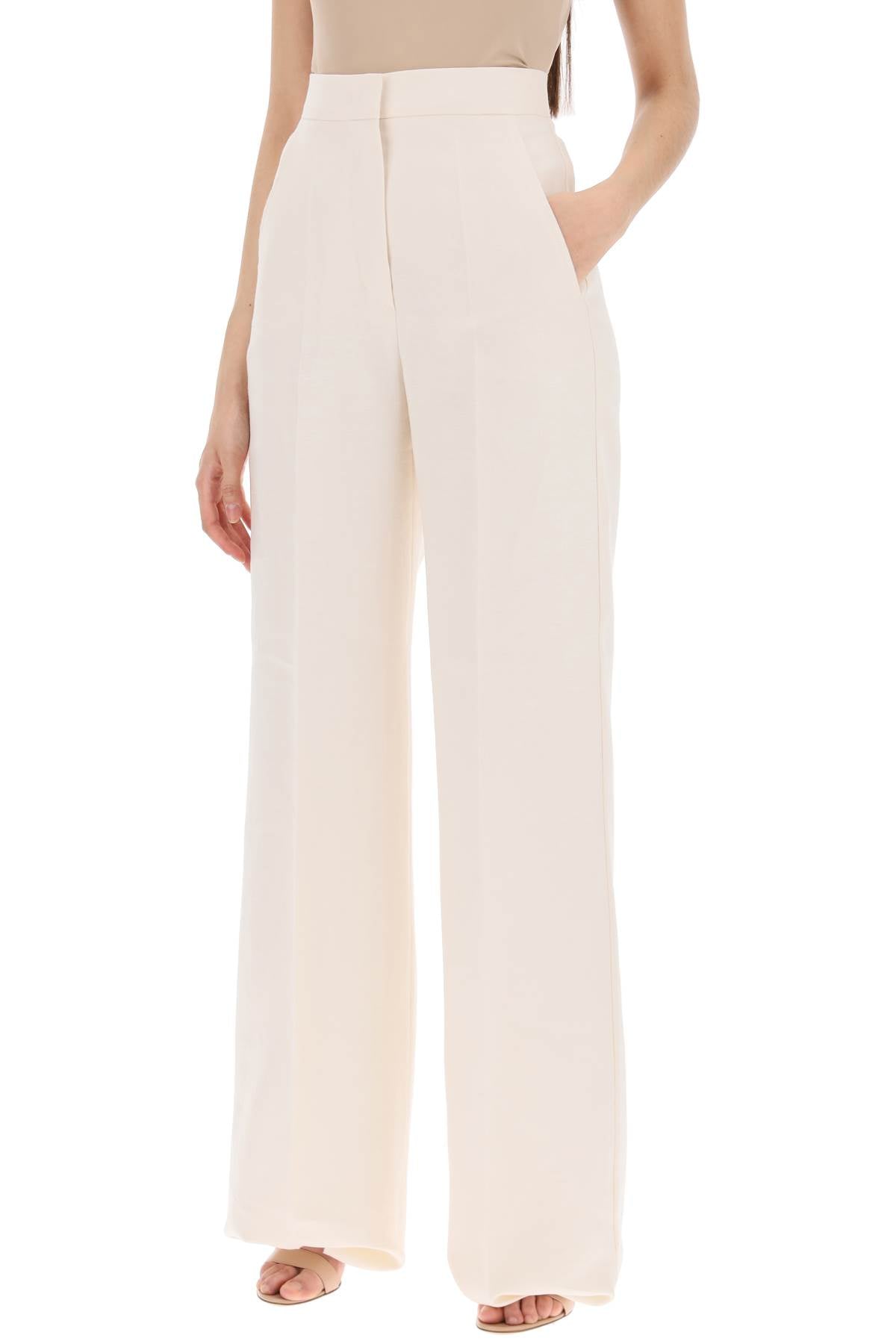 'hangar' Wide Leg Linen Pants  - Bianco