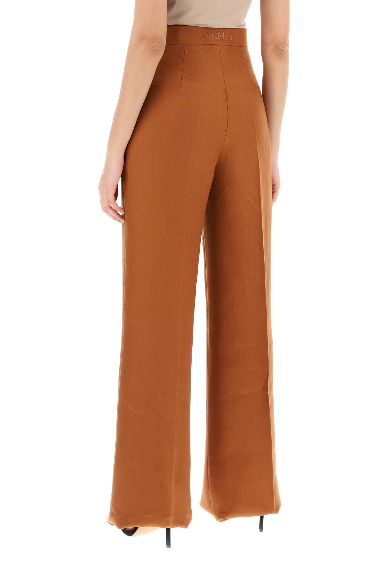 'hangar' Wide Leg Linen Pants  - Brown