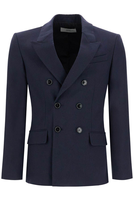 Double-breasted Wool Jacket  - Blue