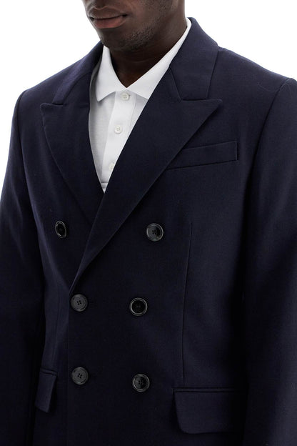 Double-breasted Wool Jacket  - Blue