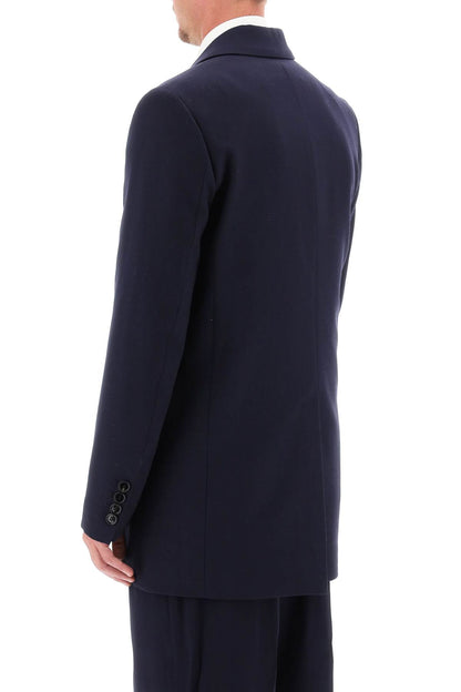 Wool Serge Double-breasted Blazer  - Blu