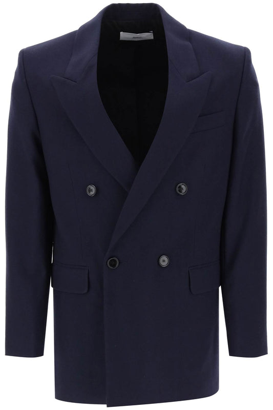 Wool Serge Double-breasted Blazer  - Blu